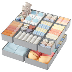 DIMJ Lot de 12 Boites de Rangement de Non-tissé, Organiseurs de tiroir Pliable et Respirant, Rangement Tiroir Ideal pour Soutien