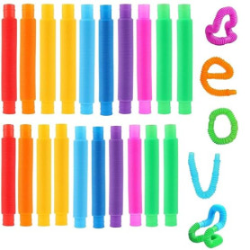 20 Pcs Pop Tube, Jouet sensoriel, Multicolore Pop Tubes, Tuyau Extensible, anti stress, adaptés aux enfants, aux adultes et aux