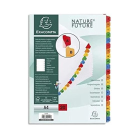 EXACOMPTA Jeu d'intercalaire alphabétique 20 positions en carte blanche 170g, onglets Mylar® A4