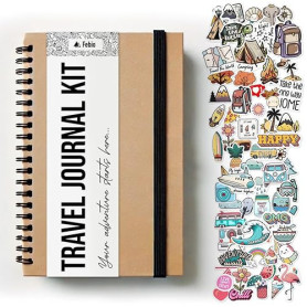 Febio Carnet de voyage à remplir personnalisable, adapté pour bullet journal, livre scrapbooking. Cahier spirale a5 our adventur