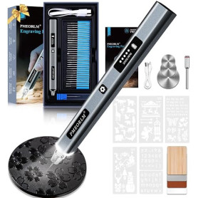 vueowcue Stylo de gravure électrique – Gravez plus de 50 surfaces – Écran LCD, lumière LED, 5 vitesses, 30+ accessoires, charge