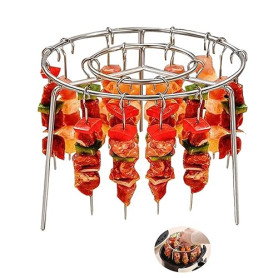 Accessoire Air Fryer, Set de Brochettes Barbecue en Acier Inoxydable - 24 Brochettes + Grille Ronde | Accessoires Compatibles Pl