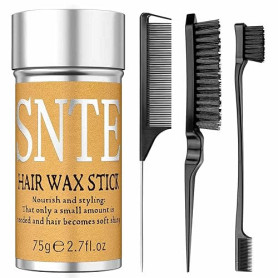Ensemble de coiffage avec cire en stick et brosses pour discipliner les frisottis et les cheveux rebelles, crème coiffante/gel/b