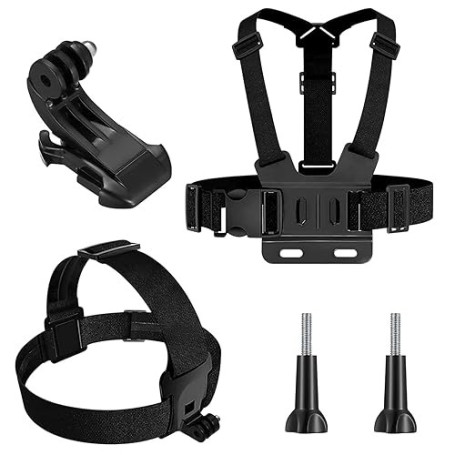Fulushouxi 5-en-1 Accessoires Kit, Harnais de Poitrine, Fixation Harnais Tete Bandeau, Compatible avec Gopro Hero 9 8 7 6 5, Xia
