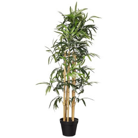 Amazon Basics Pianta di Bambou artificiale Con Vaso in plastica, Bamboo, 100 cm