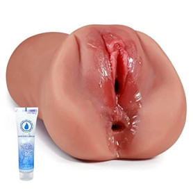 2 En 1 Masturbateur Réaliste Homme Réaliste Grande Masturbation Réaliste Sex Sex Toy pour Hommes,3D Canal étroit et Enveloppant