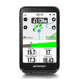 iGPSPORT BiNavi Compteur Velo sans Fil, 3,5" Tactile Fonction VO2, d'Analyse d'Entraînement, Enregistrement Continu, Détection d