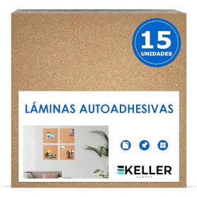 Feuilles de liège auto-adhésives 300 x 300 x 4 mm (15 unités) Plaques en liège isolantes et décoratives pour mur, sol ou bricola