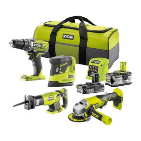 RYOBI - Pack ONE+ 18V 4 outils: Perceuse-visseuse R18DD3-0 Couple max: 50 Nm, Vitesse à vide: - V1: 500 tr/min - V2: 1800 tr/min
