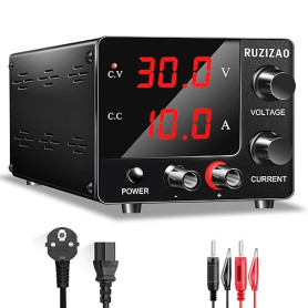 RUZIZAO Alimentation de Laboratoire 30V 10A, Puissance Maximale 150W 30V5A/15V10A Stabilisée Réglable à Courant Continu Avec Rég