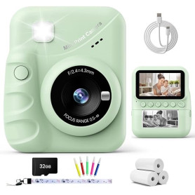 TIATUA Appareil Photo Instantané Enfant, 3.0" Grand Écran 48MP HD Appareil Photo Numérique Enfant avec Carte de 32GB & Papier d'