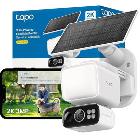 Kit Caméra de Surveillance Tapo C615F 360° avec Éclairage | Caméra de Surveillance Solaire Extérieure avec Batterie | 2K 3MP | D