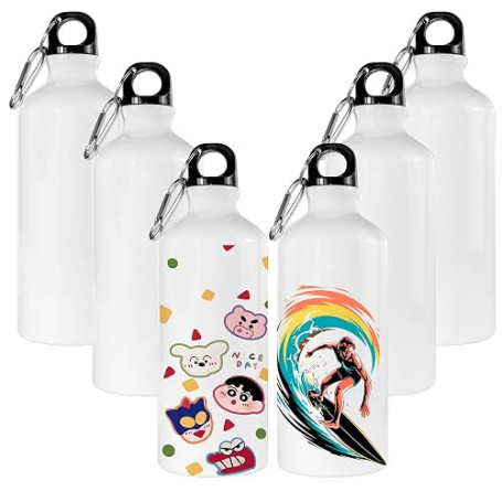 MR.R Lot de 6 bouteilles de sport vierges en aluminium blanc pour sublimation 600 ml