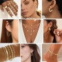 JSTHHTT 46 Pcs Parure Bijoux Femme, Bracelet Femme, Bijoux Femme, Collier Femme Or, Bagues, Boucles d'Oreilles Créoles, Lot de B