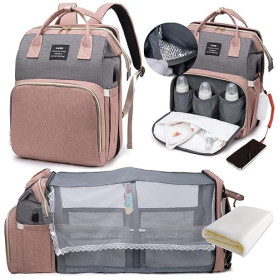 LEcylankEr Sac a Langer Bebe avec lit Bébé - Grand Sac à Dos à Langer avec Matelas à Langer et Sac Isolant, Moustiquaire et Port