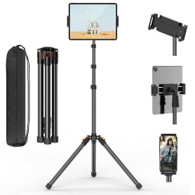 XXZU 182CM Support de Trépied pour Tablette, Trépied pour Téléphone Rotatif à 360° Support Tablette Lit Réglable en Hauteur Plia