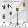 XXZU 182CM Support de Trépied pour Tablette, Trépied pour Téléphone Rotatif à 360° Support Tablette Lit Réglable en Hauteur Plia