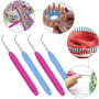 Coopay Lot de 4 crochets à tricoter en acier inoxydable avec poignées confortables pour tricot (couleur aléatoire)