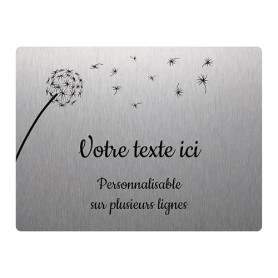 Plaque gravée funéraire motif Pissenlit autocollante 20x15 cm personnalisée 1 à 3 lignes Alu Brossé