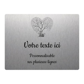 Plaque gravée funéraire motif Arbre côur autocollante 20x15 cm personnalisée 1 à 3 lignes Alu Brossé