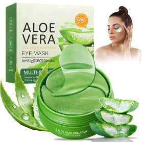 Lot de 60 coussinets contour des yeux à l'aloe vera - Masque hydrogel hydratant contre les cernes, les rides et les gonflements 