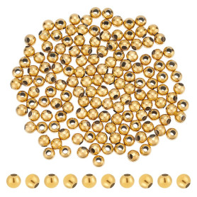 UNICRAFTALE 150 pièce Perles Rondes Plaquées Or 18 carats 5mm Perles D'Espacement Acier Inoxydable Perle en Vrac Doré Perle à Se