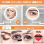 Auxmir Miroir Grossissant Mural 1X/30X, Batterie 3200mAh, 3 Modes Couleur, Bouton Tactile 2 Faces, Miroir Grossissant Lumineux 3