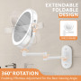 Auxmir Miroir Grossissant Mural 1X/30X, Batterie 3200mAh, 3 Modes Couleur, Bouton Tactile 2 Faces, Miroir Grossissant Lumineux 3