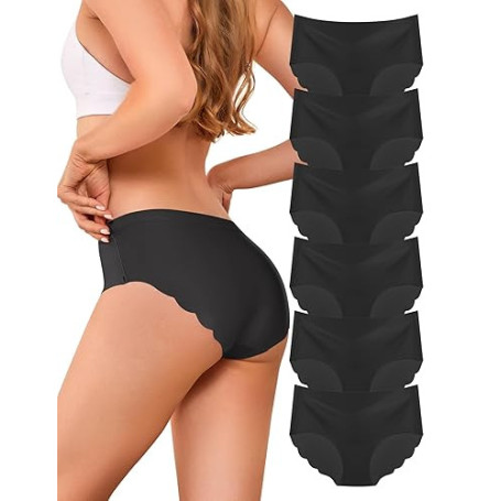 Memouniva Culotte sans Couture Femme sous-Vêtements Invisible Confortable Slip Élastique Lot de 6