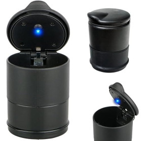 PARENCE.- Cendrier de voiture avec LED/Cendrier portable avec clapet d’ouverture - Voiture