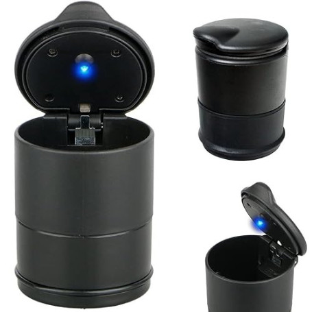 PARENCE.- Cendrier de voiture avec LED/Cendrier portable avec clapet d’ouverture - Voiture