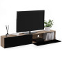 IDMarket - Meuble TV 180 cm Suspendu Elio 2 Portes Bois et Noir