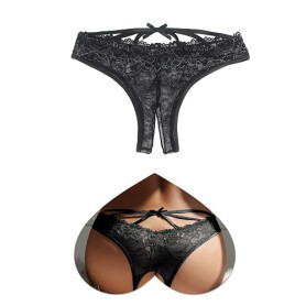 ohmydear String Sexy Ouverte Tanga Femme Sexy Chic Dentelle Slip Grandes Tailles Transparent Panties Lingerie Tenue Hot sous-Vêt