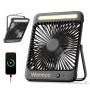 Warmco D4 Ventilateur Camping Rechargeable 20000mAh, Jusqu’à 48 h | Ultra-Mince, Lumière LED, Crochets, Ventilateur Rechargeable