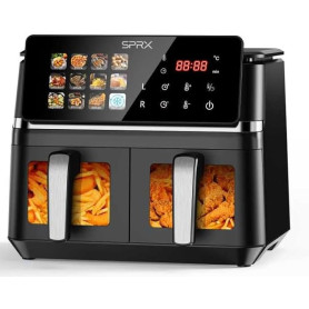 Air Fryer LVTETIA BW-IP8018D, double panier avec fenêtre, Friteuse sans huile grande capacité 9L, 2000W, 12 programmes intuitifs