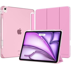 MoKo Coque pour iPad Air 13 Pouces (M4/M3/M2) 2026/2025/2024 avec Porte-Stylet, Mince Légère à Trois Volets avec PC Arrière Tran