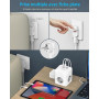 SUDEERY Cube de prise 6 en 1 avec USB C, 3 prises, prise plate avec interrupteur individuel, multiprise cube avec câble de 2 m,