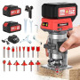 Rabot à bois sans fil 20V, mini défonceuse portable avec 2 batteries de 4,0 Ah et moteur sans balais, 6 vitesses variables jusqu