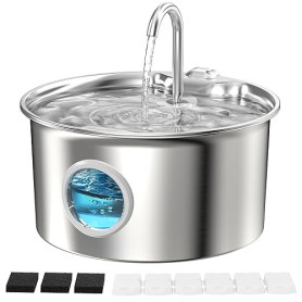 Fontaine Eau Chat INOX: Fontaine Chat Acier Inoxydable Automatique - 2,6L Silencieuse Distributeur d'eau Électrique avec Robinet