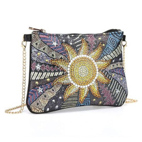 VETPW 5D DIY Tournesol Diamant Peinture Sac à Bandoulière Lady avec Chaîne, Diamond Pasted Painting Bricolage Cuir Trousse de Ma