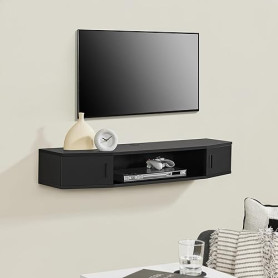 [en.casa] Étagère Murale pour TV Meuble Télé Suspendu Support d'Écran Flottant Rangement Passe-Câbles Panneau de Particules 18 x