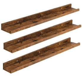 HOOBRO Étagères Flottantes, Étagères Murales, Lot de 3, Étagères Suspendues de 90 cm avec barrières surélevées et Attaches Invis