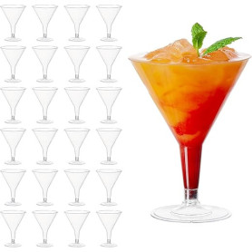 MATANA 48 Élégants Verres à Martini en Plastique Transparent pour Cocktails & Desserts, 210ml - Anniversaires, Mariages, Buffets