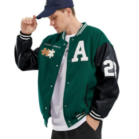 Covisoty Veste Baseball Homme Bomber Universite Americaine Blouson Lettre Broderie Unisexe Varsity Jacket Techwear Vintage Mode