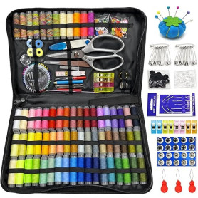 Kit de Couture 66 Couleurs Complet Premium, 305 Pièces Professionnel Couture Accessoires avec Boîte, Ciseaux, Boutons Ronds, fil