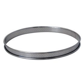 De Buyer - Cercle à tarte rond en inox perforé et bord roulé - 6 x 2 cm - Technologie AIR SYSTEM, Micro-Perforations pour Cuisso