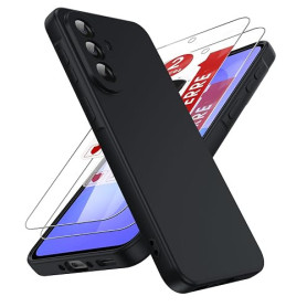 LeYi Coque pour Samsung Galaxy A37 5G Anneau avec 2*Verre Trempé, Housse de Protection en Souple Silicone Liquide, Etui Antichoc