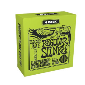 Ernie Ball Regular Slinky - Pack de 4 jeux de cordes filées en nickel pour guitare électrique, calibre 10-46
