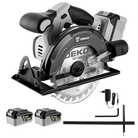 Scie Circulaire Sans Fil: DEKOPRO Scie Circulaires Haute Performance 4500 RPM avec 2x4000 mAh Batteries, 55mm à 90° / 33mm à 45°
