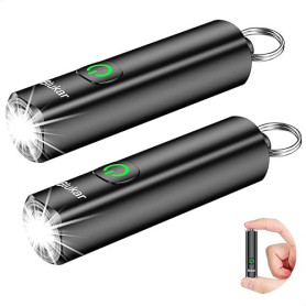 Blukar Mini Lampe Torche LED Rechargeable 360L Puissante, 3 Modes-2 Pack | EDC Mini Lampe de Poche Porte-clé LED, IPX6 Étanche,
